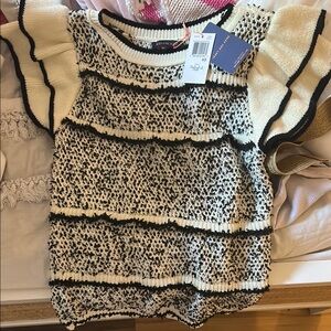 Chic Black and White Ruffle Top